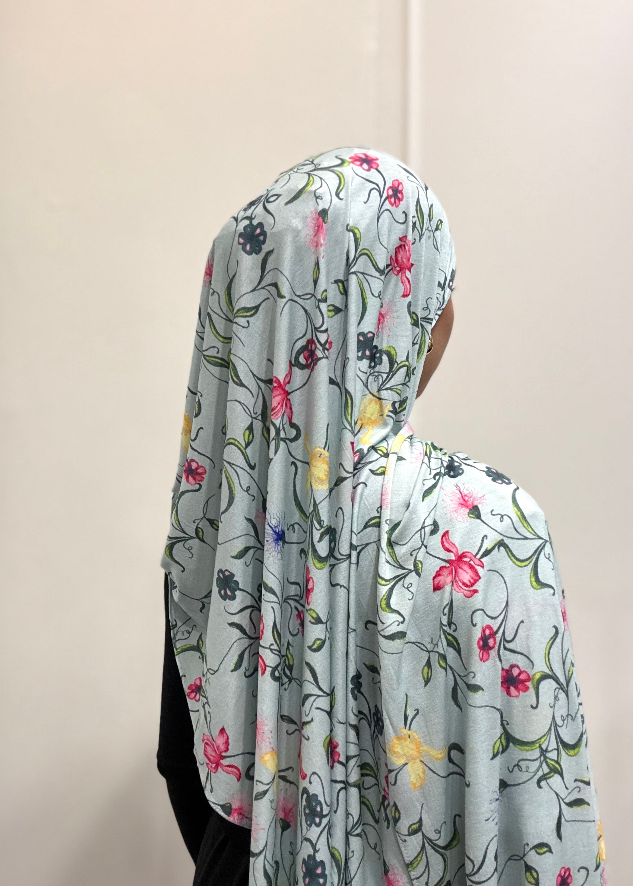 BLUE FLORAL JERSEY HIJAB