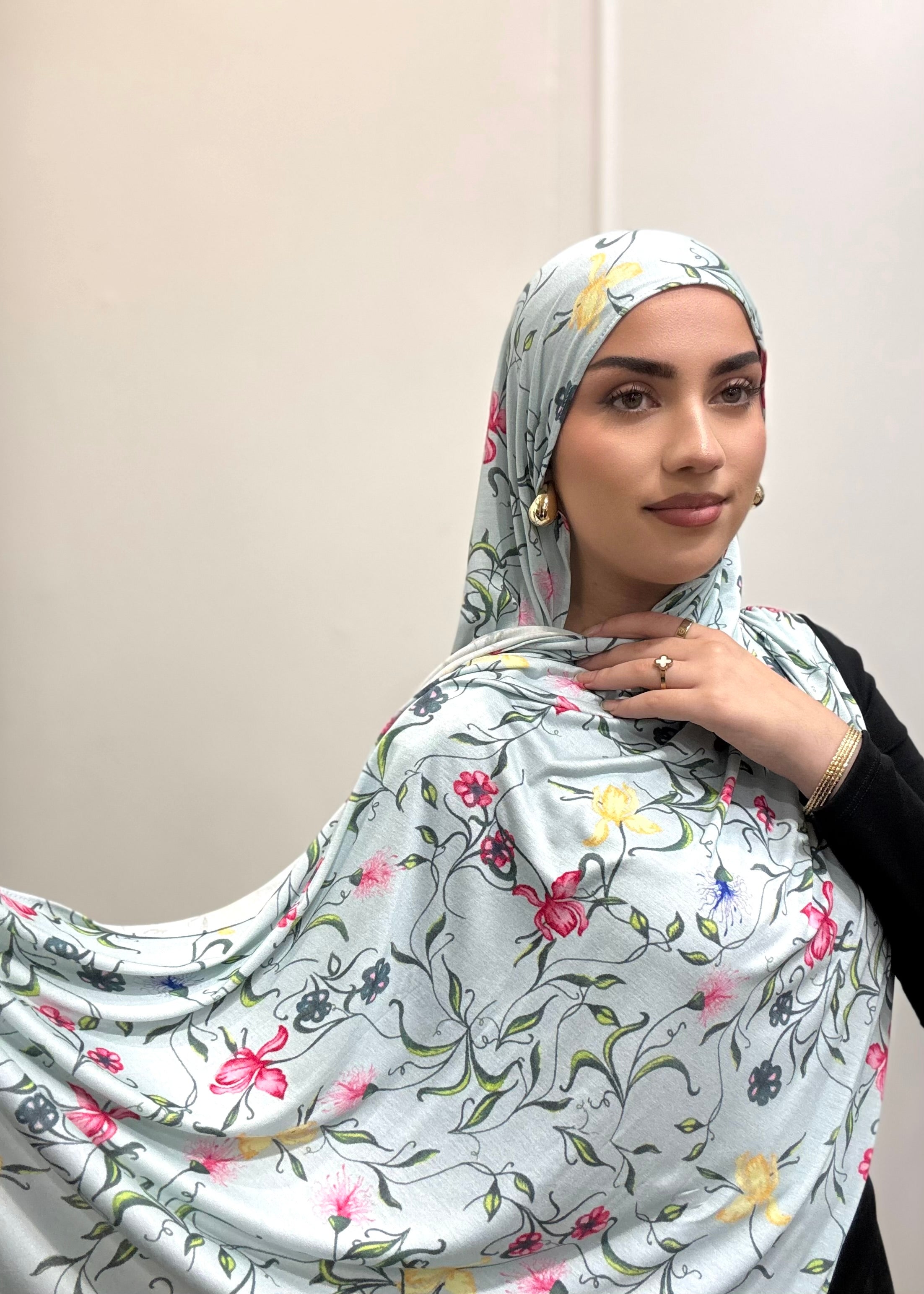 BLUE FLORAL JERSEY HIJAB