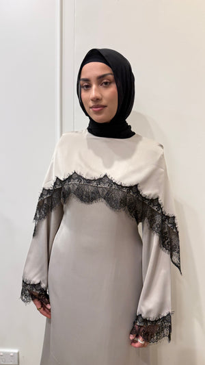 JAYNA LACE DRAPE DRESS