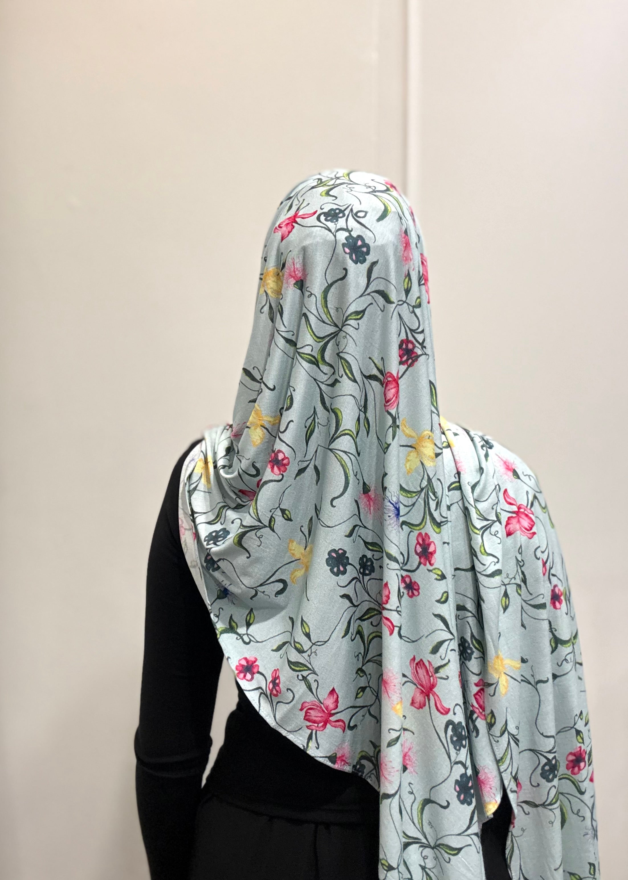 BLUE FLORAL JERSEY HIJAB