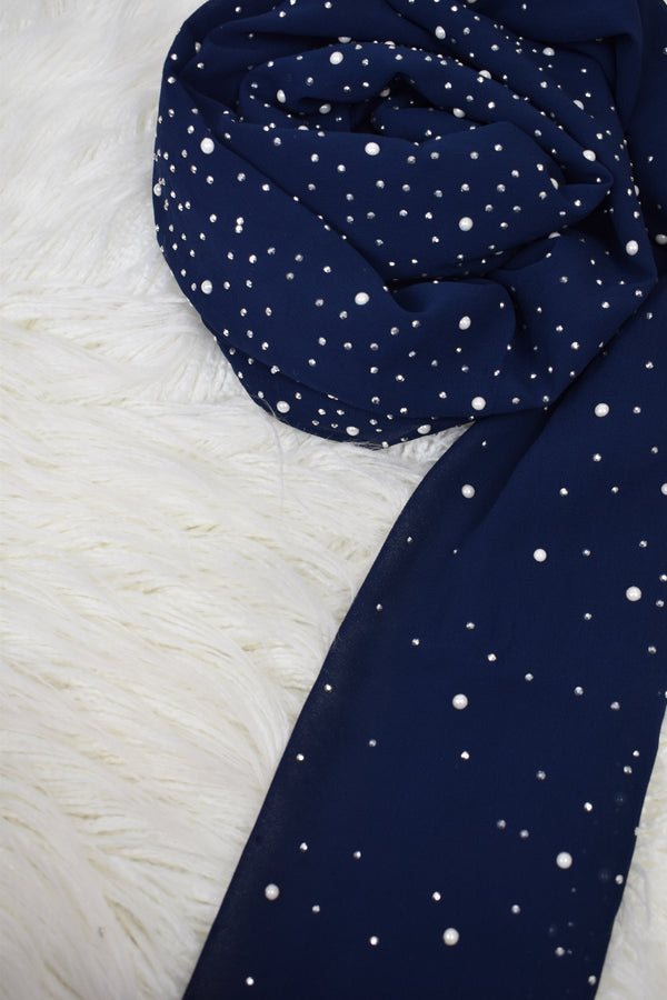 Pearl Chiffon - Navy Blue