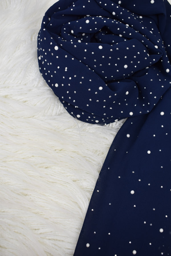 Pearl Chiffon - Navy Blue