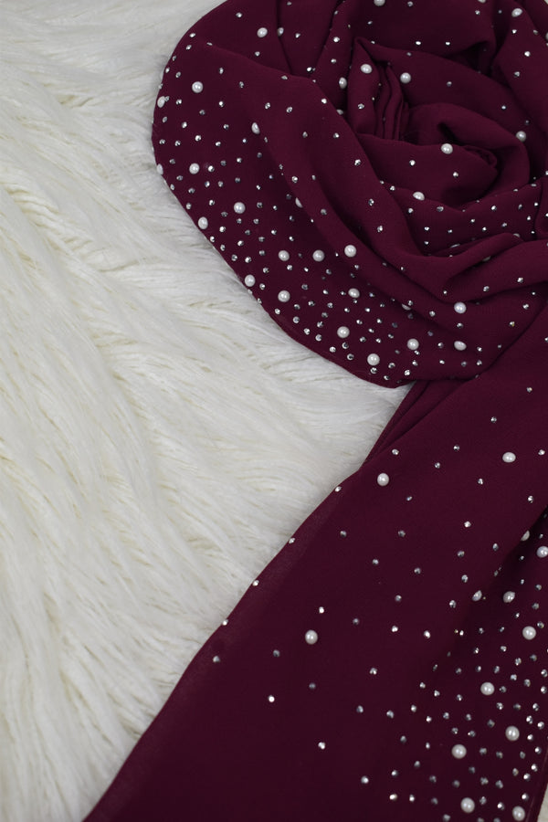 Pearl Chiffon - Burgundy