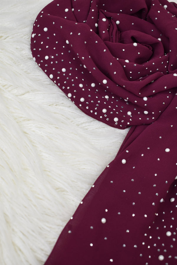 Pearl Chiffon - Burgundy