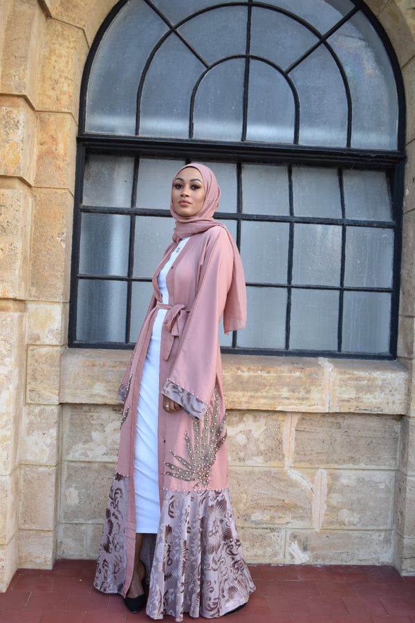 Ayah Dusty Tuaup Umbrella cut Open Abaya