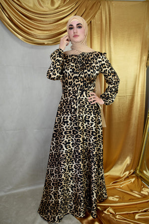 SATIN LEOPARD DRESS