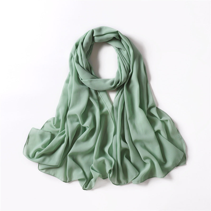RUSSIAN GREEN CHIFFON SHAWL